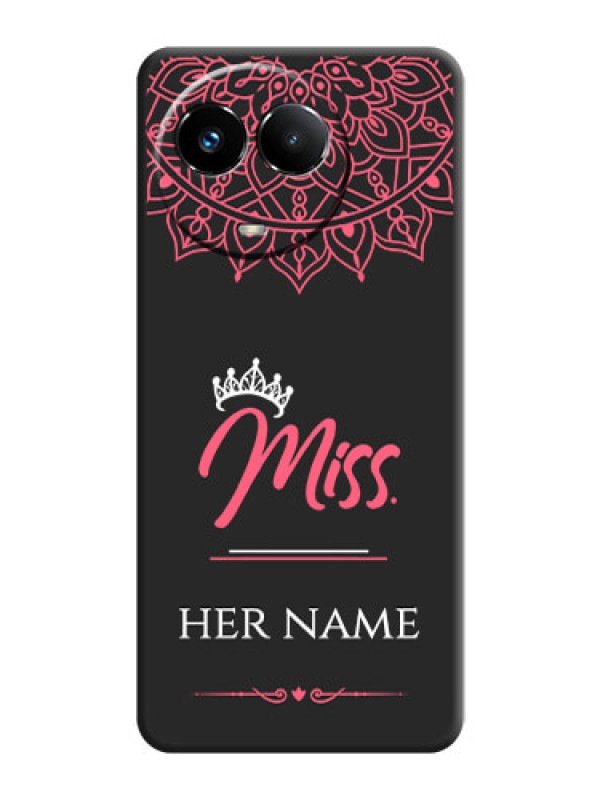 Custom Mrs Name with Floral Design On Space Black Custom Soft Matte Mobile Back Cover - Narzo 60X 5G