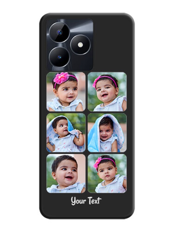 Custom Floral Art with 6 Image Holder - Photo on Space Black Soft Matte Mobile Case - Realme Narzo N53