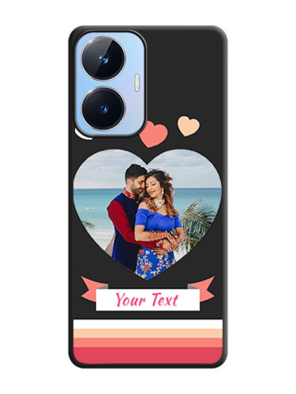 Custom Love Shaped Photo with Colorful Stripes on Personalised Space Black Soft Matte Cases - Realme Narzo N55