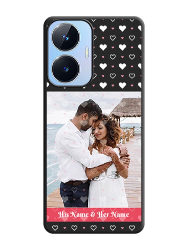 Custom White Color Love Symbols with Text Design on Photo on Space Black Soft Matte Phone Cover - Realme Narzo N55