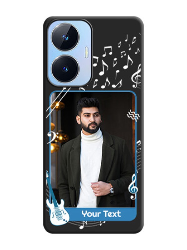 Custom Musical Theme Design with Text on Photo on Space Black Soft Matte Mobile Case - Realme Narzo N55