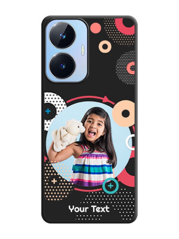 Custom Multicoloured Round Image on Personalised Space Black Soft Matte Cases - Realme Narzo N55
