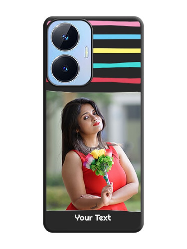 Custom Multicolor Lines with Image on Space Black Personalized Soft Matte Phone Covers - Realme Narzo N55