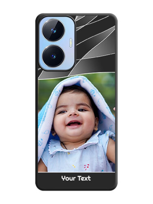 Custom Mixed Wave Lines on Photo on Space Black Soft Matte Mobile Cover - Realme Narzo N55