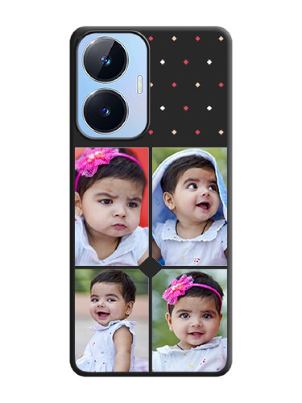 Custom Multicolor Dotted Pattern with 4 Image Holder on Space Black Custom Soft Matte Phone Cases - Realme Narzo N55