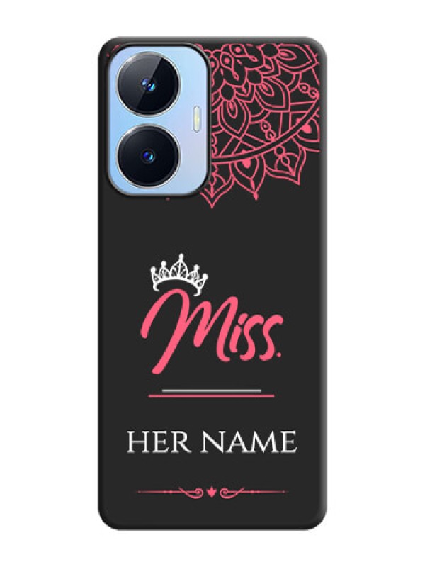 Custom Mrs Name with Floral Design on Space Black Personalized Soft Matte Phone Covers - Realme Narzo N55