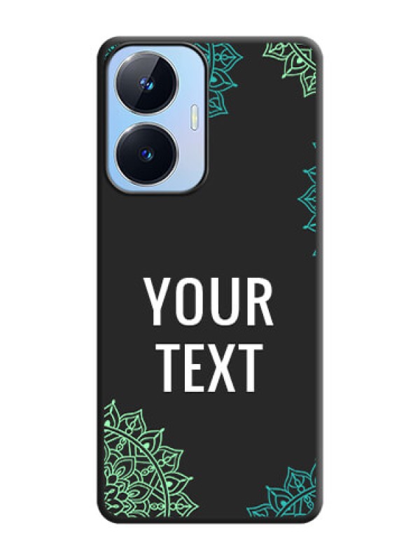 Custom Your Name with Floral Design on Space Black Custom Soft Matte Back Cover - Realme Narzo N55