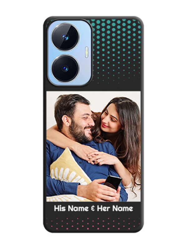 Custom Faded Dots with Grunge Photo Frame and Text on Space Black Custom Soft Matte Phone Cases - Realme Narzo N55