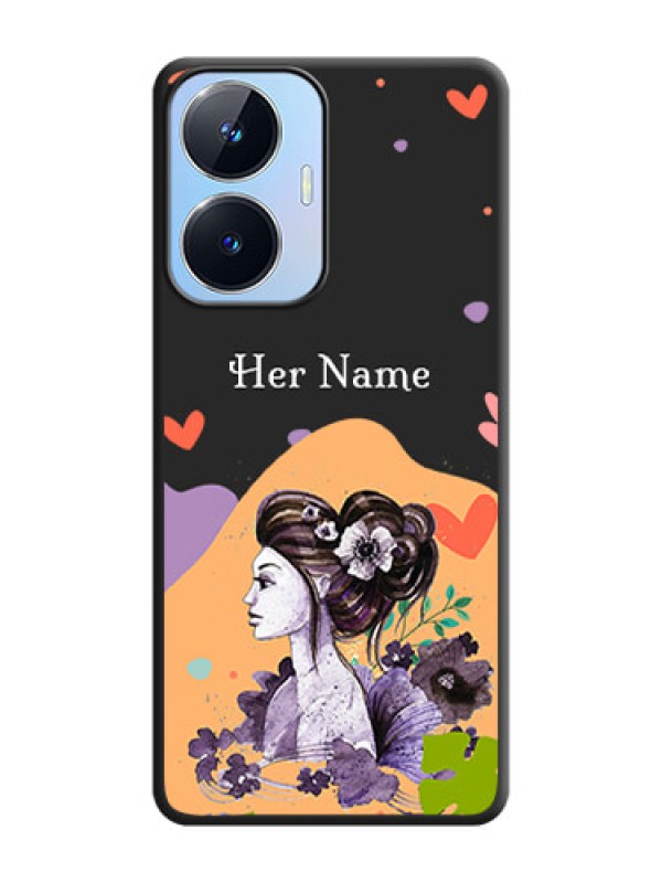 Custom Namecase For Her With Fancy Lady Image On Space Black Personalized Soft Matte Phone Covers -Realme Narzo N55