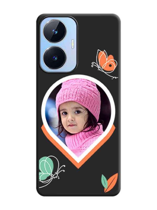 Custom Upload Pic With Simple Butterly Design On Space Black Personalized Soft Matte Phone Covers -Realme Narzo N55