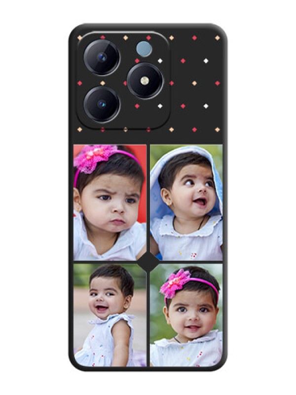 Custom Multicolor Dotted Pattern with 4 Image Holder On Space Black Custom Soft Matte Mobile Back Cover - Realme Narzo N63