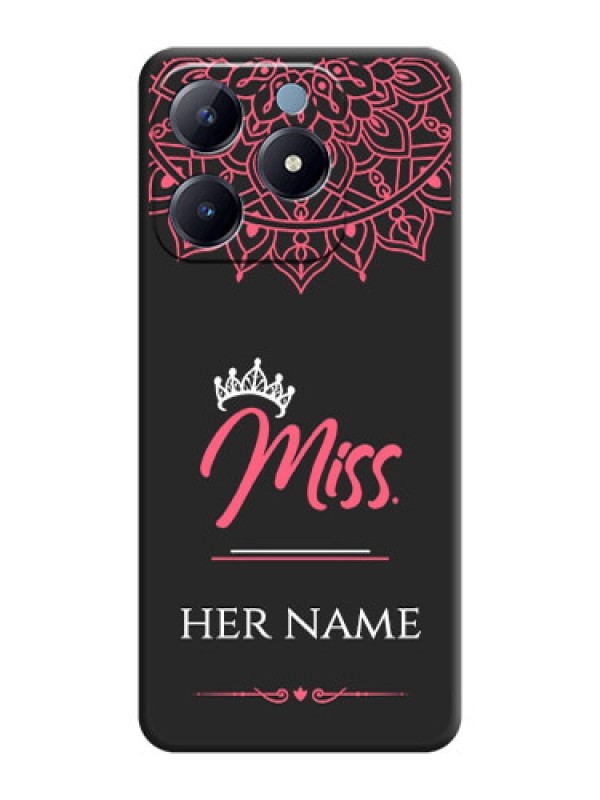 Custom Mrs Name with Floral Design On Space Black Custom Soft Matte Mobile Back Cover - Realme Narzo N63