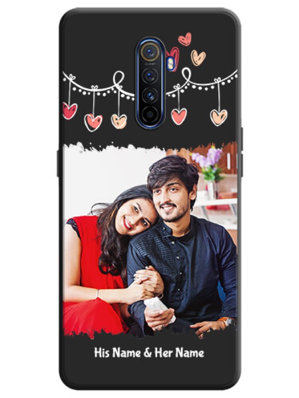 Custom Pink Love Hangings with Name on Space Black Custom Soft Matte Phone Cases - Realme X2 Pro