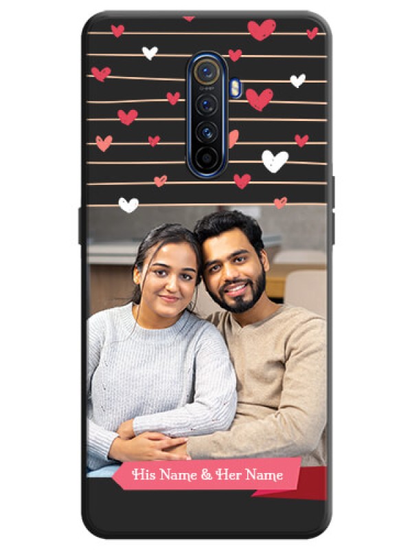 Custom Love Pattern with Name on Pink Ribbon  - Photo on Space Black Soft Matte Back Cover - Realme X2 Pro