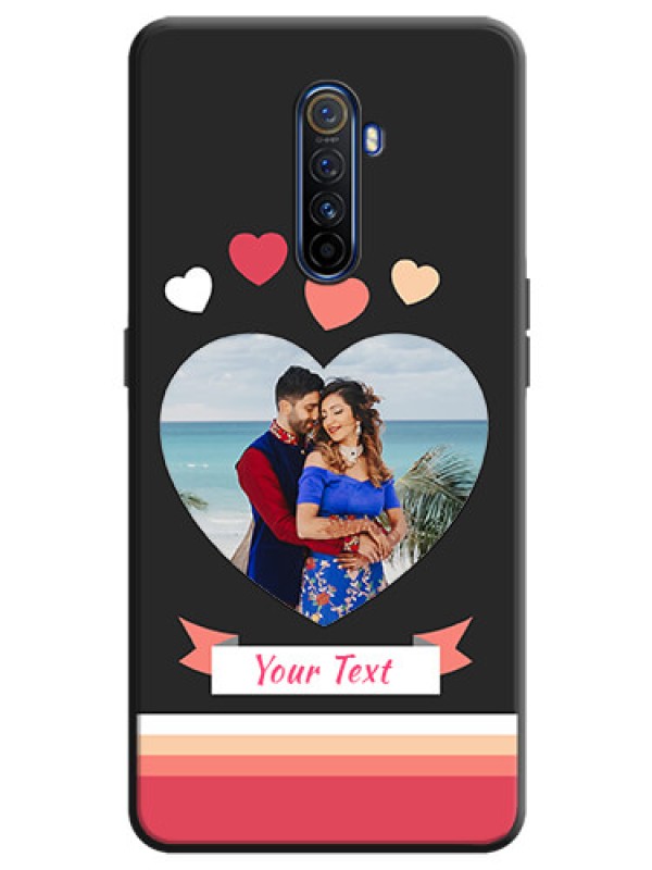 Custom Love Shaped Photo with Colorful Stripes on Personalised Space Black Soft Matte Cases - Realme X2 Pro