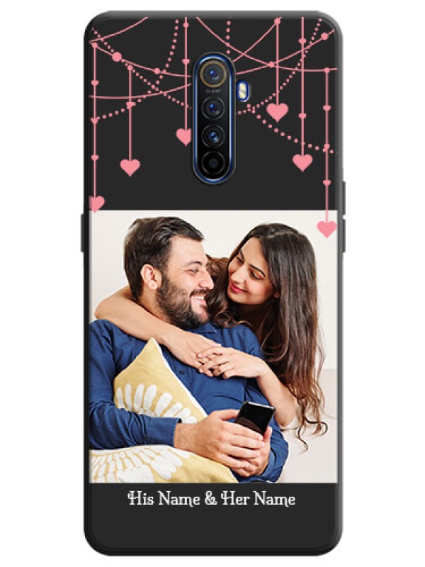 Custom Pink Love Hangings with Text on Space Black Custom Soft Matte Back Cover - Realme X2 Pro