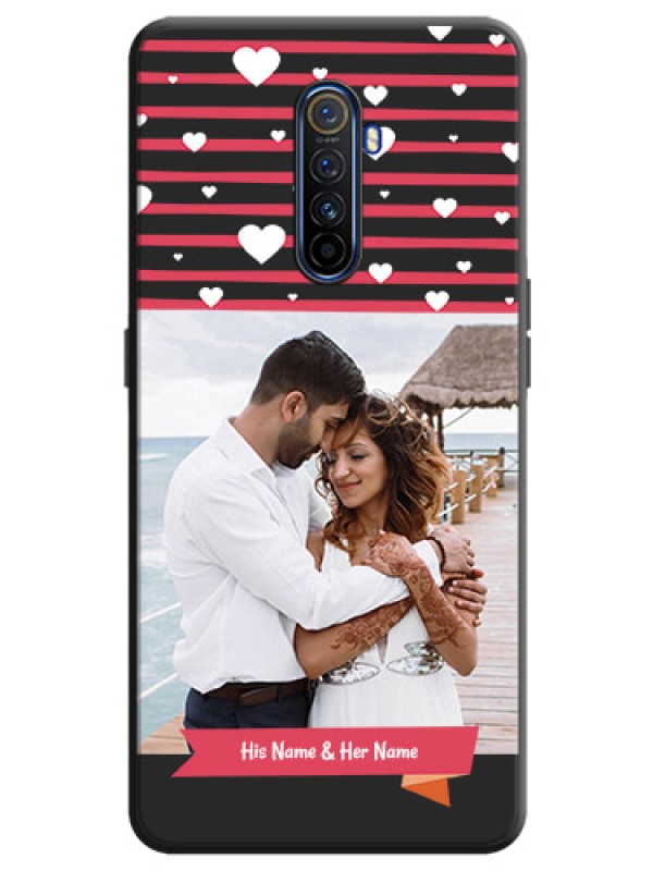 Custom White Color Love Symbols with Pink Lines Pattern on Space Black Custom Soft Matte Phone Cases - Realme X2 Pro