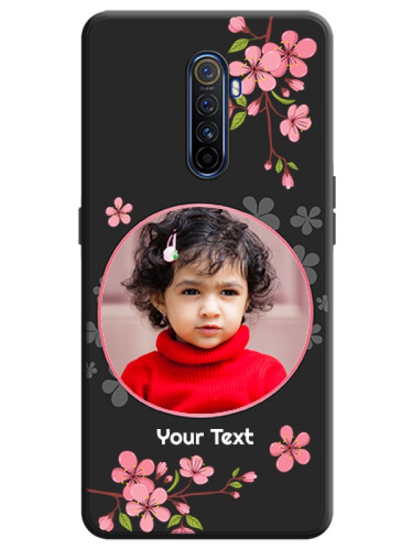 Custom Round Image with Pink Color Floral Design - Photo on Space Black Soft Matte Back Cover - Realme X2 Pro