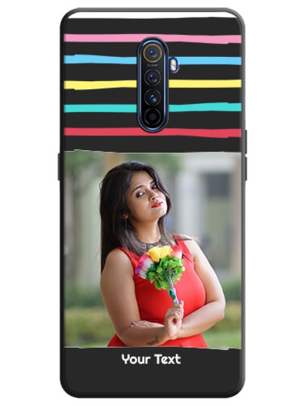 Custom Multicolor Lines with Image on Space Black Personalized Soft Matte Phone Covers - Realme X2 Pro