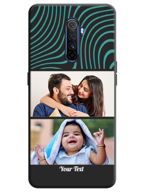 Custom Wave Pattern with 2 Image Holder on Space Black Personalized Soft Matte Phone Covers - Realme X2 Pro