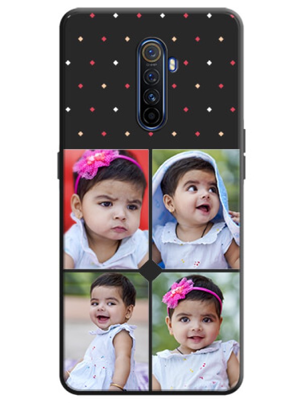 Custom Multicolor Dotted Pattern with 4 Image Holder on Space Black Custom Soft Matte Phone Cases - Realme X2 Pro