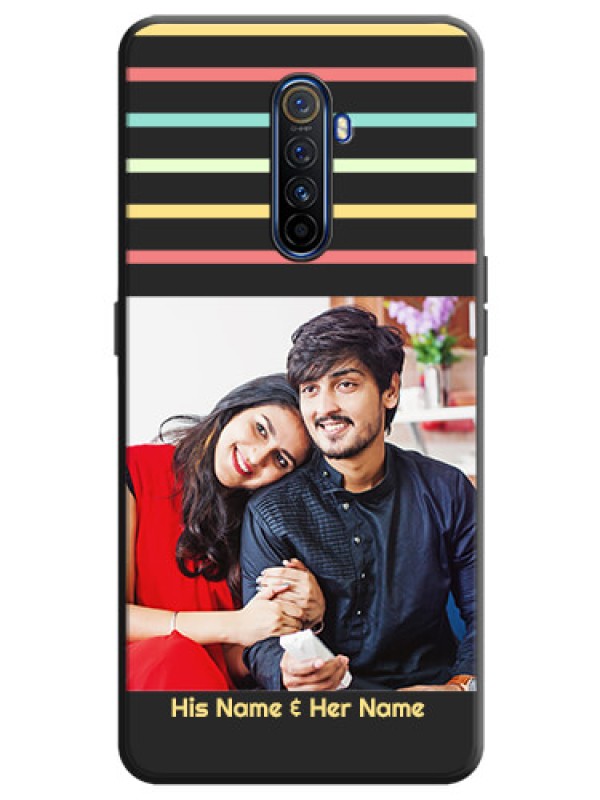 Custom Color Stripes with Photo and Text - Photo on Space Black Soft Matte Mobile Case - Realme X2 Pro
