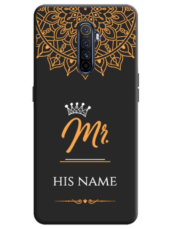 Custom Mr Name with Floral Design  on Personalised Space Black Soft Matte Cases - Realme X2 Pro