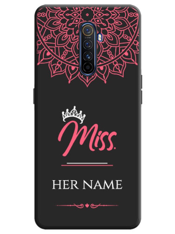 Custom Mrs Name with Floral Design on Space Black Personalized Soft Matte Phone Covers - Realme X2 Pro