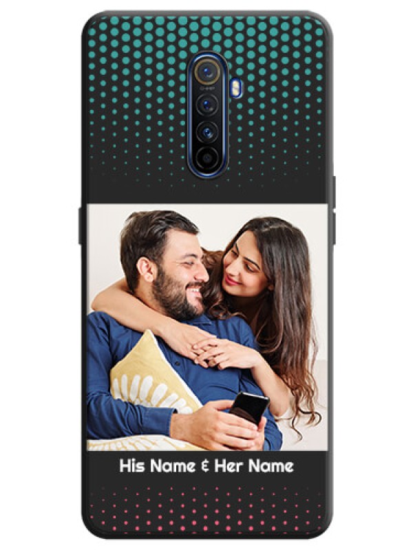Custom Faded Dots with Grunge Photo Frame and Text on Space Black Custom Soft Matte Phone Cases - Realme X2 Pro