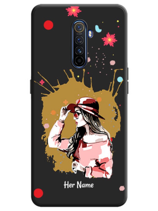 Custom Mordern Lady With Color Splash Background With Custom Text On Space Black Personalized Soft Matte Phone Covers -Realme X2 Pro