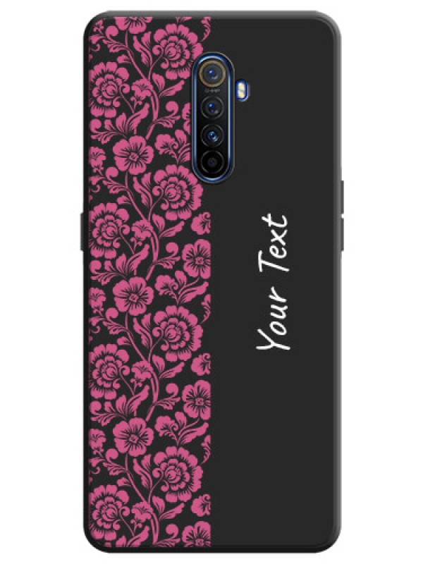 Custom Pink Floral Pattern Design With Custom Text On Space Black Personalized Soft Matte Phone Covers -Realme X2 Pro