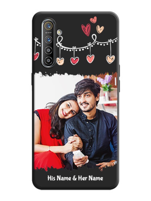 Custom Pink Love Hangings with Name on Space Black Custom Soft Matte Phone Cases - Realme X2