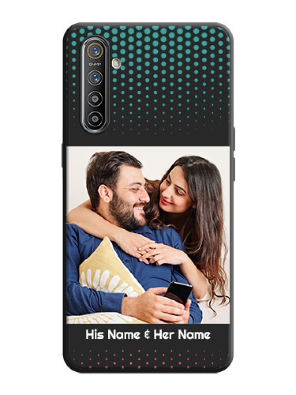 Custom Faded Dots with Grunge Photo Frame and Text on Space Black Custom Soft Matte Phone Cases - Realme X2