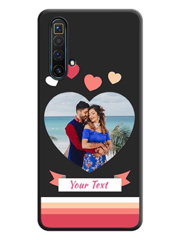Custom Love Shaped Photo with Colorful Stripes on Personalised Space Black Soft Matte Cases - Realme X3 SuperZoom