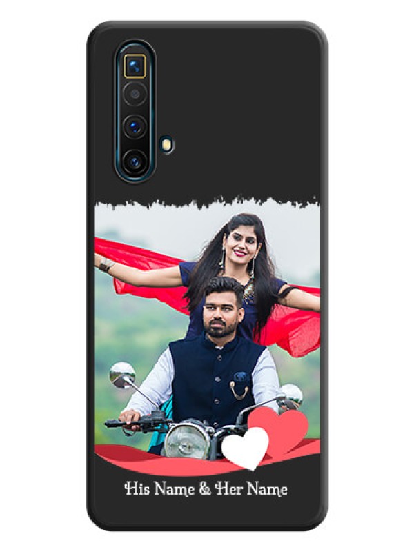Custom Pin Color Love Shaped Ribbon Design with Text on Space Black Custom Soft Matte Phone Back Cover - Realme X3 SuperZoom