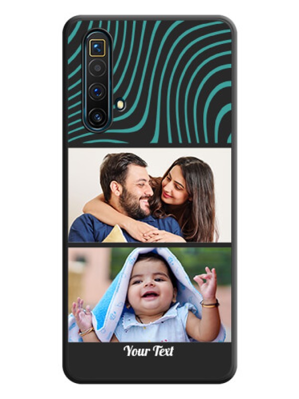 Custom Wave Pattern with 2 Image Holder on Space Black Personalized Soft Matte Phone Covers - Realme X3 SuperZoom