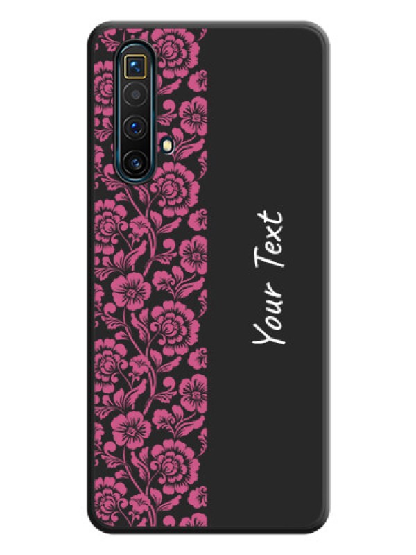 Custom Pink Floral Pattern Design With Custom Text On Space Black Personalized Soft Matte Phone Covers -Realme X3 Super Zoom