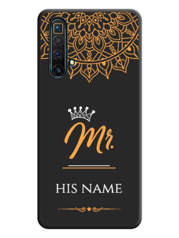 Custom Mr Name with Floral Design  on Personalised Space Black Soft Matte Cases - Realme X3