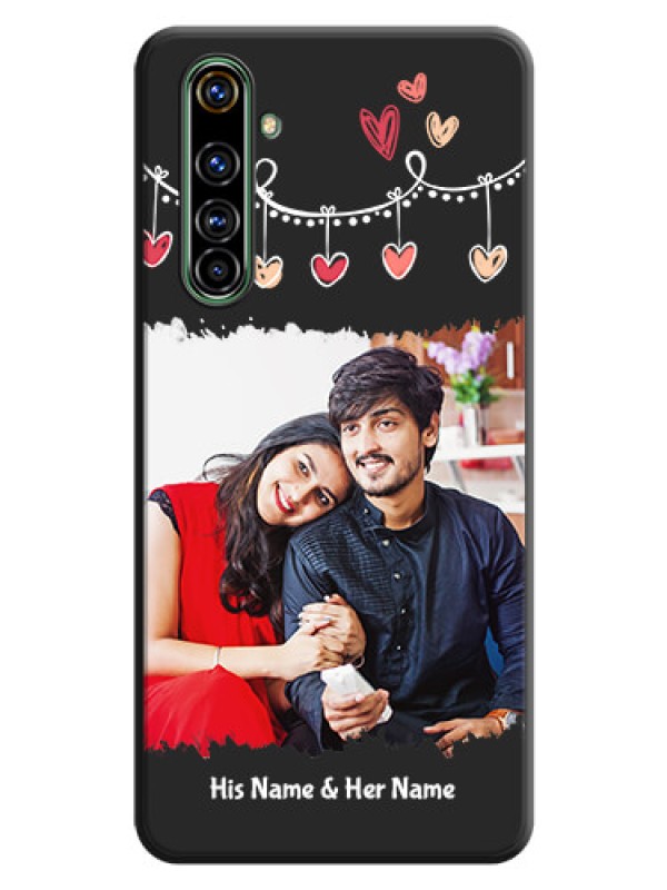 Custom Pink Love Hangings with Name on Space Black Custom Soft Matte Phone Cases - Realme X50 Pro 5G