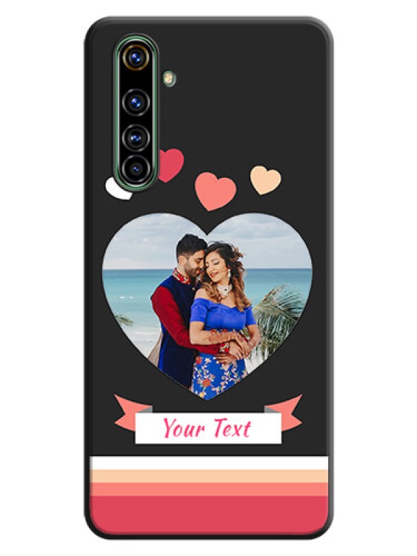 Custom Love Shaped Photo with Colorful Stripes on Personalised Space Black Soft Matte Cases - Realme X50 Pro 5G