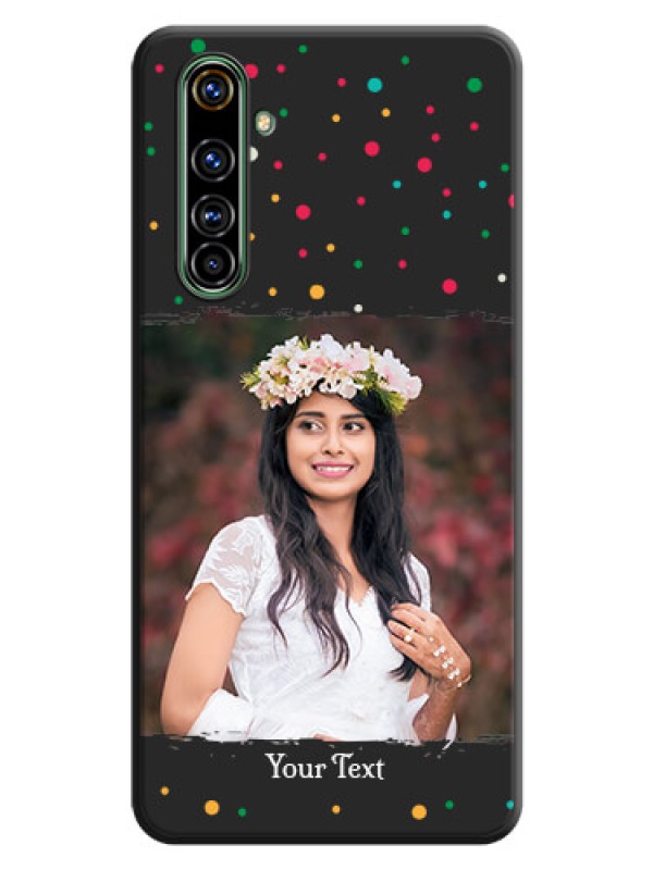 Custom Multicolor Dotted Pattern with Text on Space Black Custom Soft Matte Phone Back Cover - Realme X50 Pro 5G