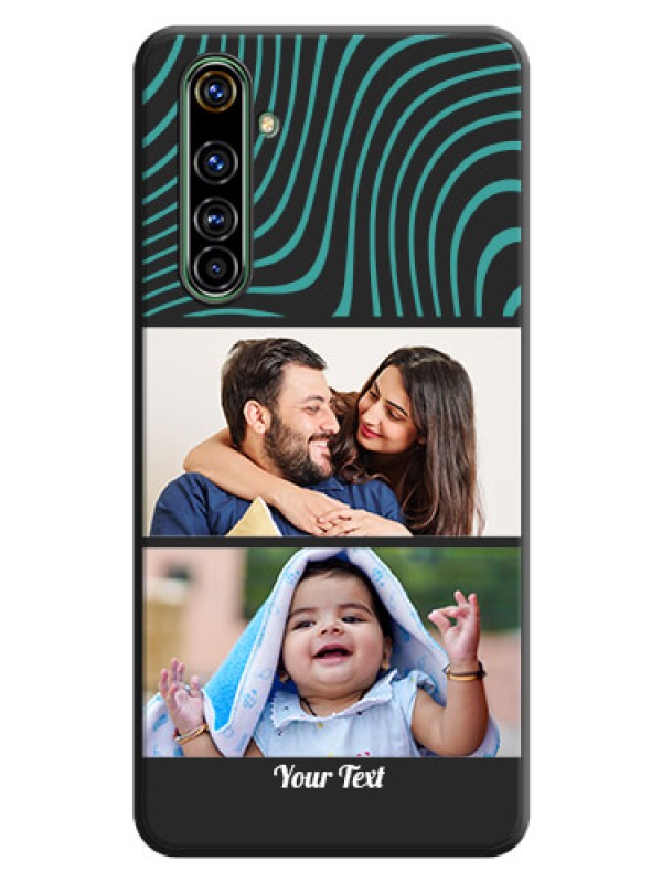 Custom Wave Pattern with 2 Image Holder on Space Black Personalized Soft Matte Phone Covers - Realme X50 Pro 5G