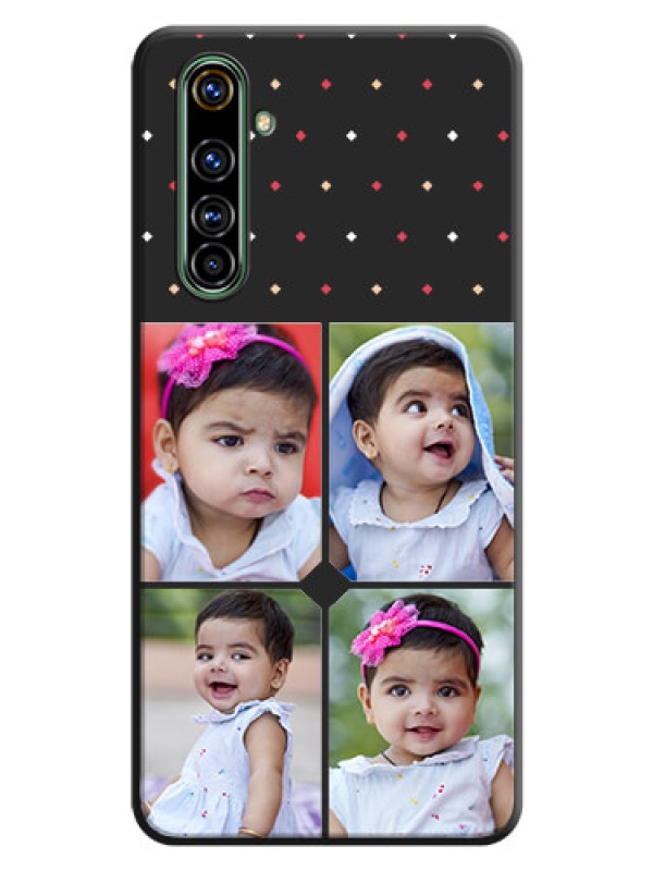 Custom Multicolor Dotted Pattern with 4 Image Holder on Space Black Custom Soft Matte Phone Cases - Realme X50 Pro 5G