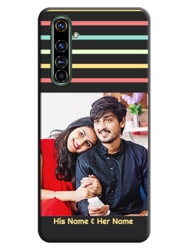Custom Color Stripes with Photo and Text - Photo on Space Black Soft Matte Mobile Case - Realme X50 Pro 5G