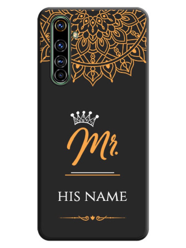 Custom Mr Name with Floral Design  on Personalised Space Black Soft Matte Cases - Realme X50 Pro 5G