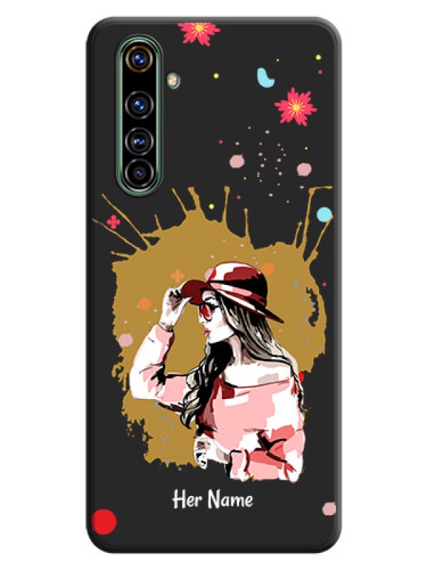Custom Mordern Lady With Color Splash Background With Custom Text On Space Black Personalized Soft Matte Phone Covers -Realme X50 Pro 5G