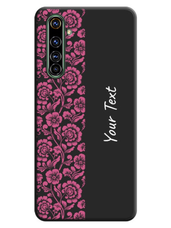 Custom Pink Floral Pattern Design With Custom Text On Space Black Personalized Soft Matte Phone Covers -Realme X50 Pro 5G