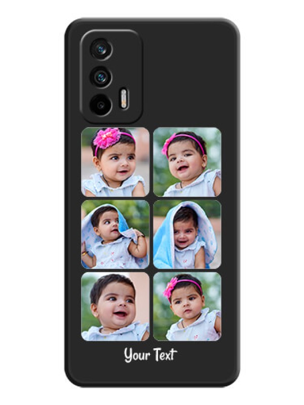 Custom Floral Art with 6 Image Holder on Photo on Space Black Soft Matte Mobile Case - Realme X7 Max 5G