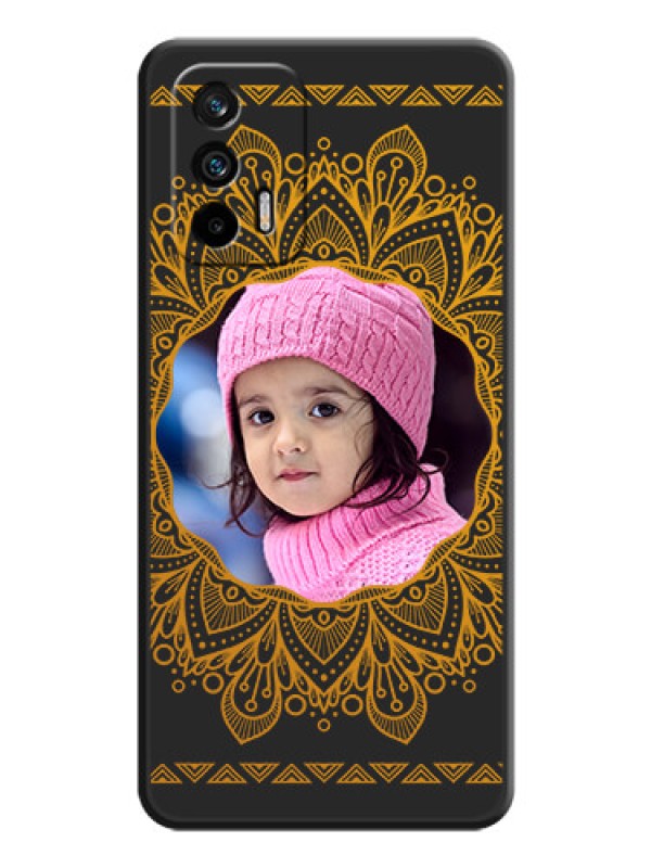 Custom Round Image with Floral Design on Photo on Space Black Soft Matte Mobile Cover - Realme X7 Max 5G