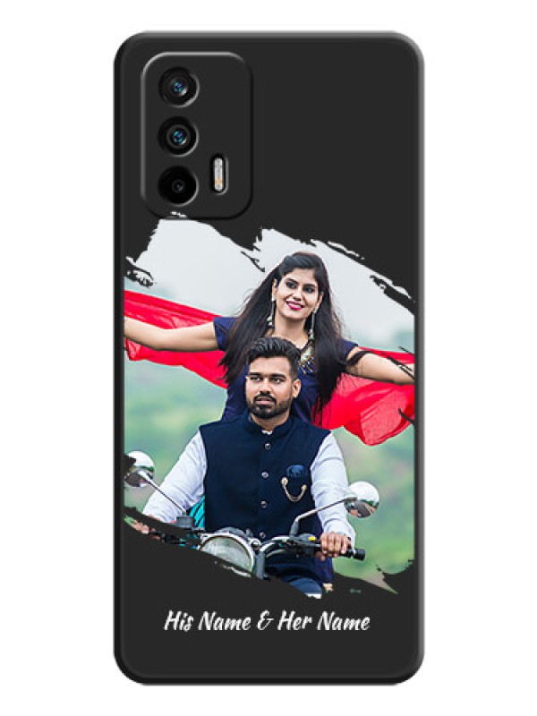Custom Grunge Brush Strokes on Photo on Space Black Soft Matte Back Cover - Realme X7 Max 5G